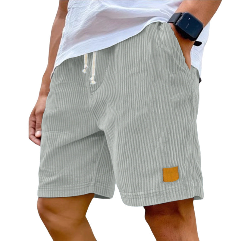 Men's fine corduroy shorts with elastic drawstring waistband, drawstring and deep side pockets StylebySassy