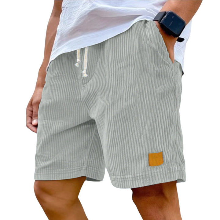 Men's fine corduroy shorts with elastic drawstring waistband, drawstring and deep side pockets StylebySassy