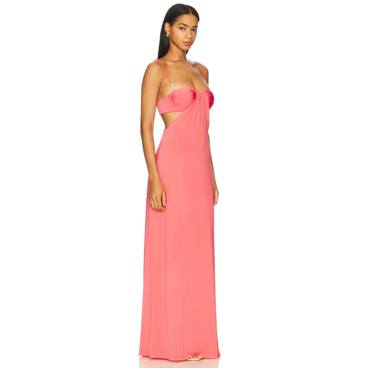 Women nan maxi dress with bustier cups, side cut-outs and fine spaghetti straps StylebySassy