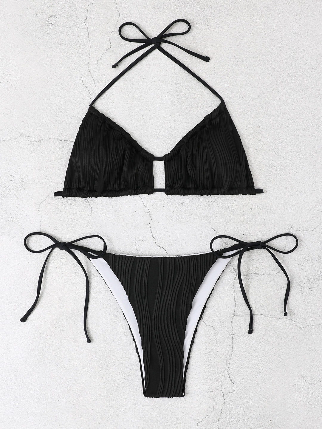 Women's Triangle Bikini Set with Refined Ruffle Details StylebySassy