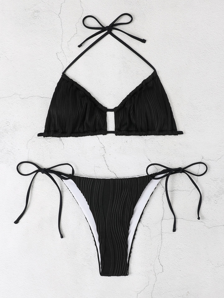 Women's Triangle Bikini Set with Refined Ruffle Details StylebySassy