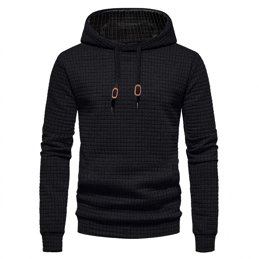 Men's quilted hoodie with rectangular quilting, drawstring and ribbed cuffs StylebySassy