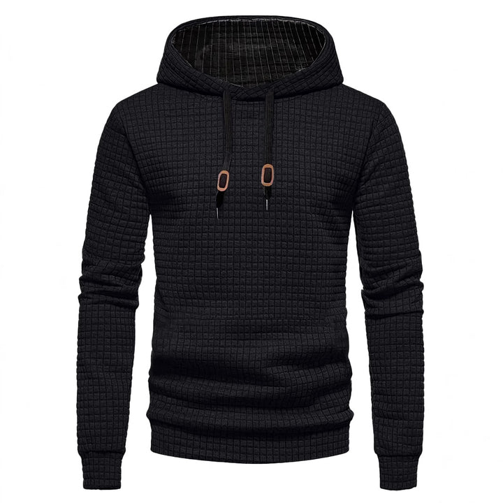Men's quilted hoodie with rectangular quilting, drawstring and ribbed cuffs StylebySassy
