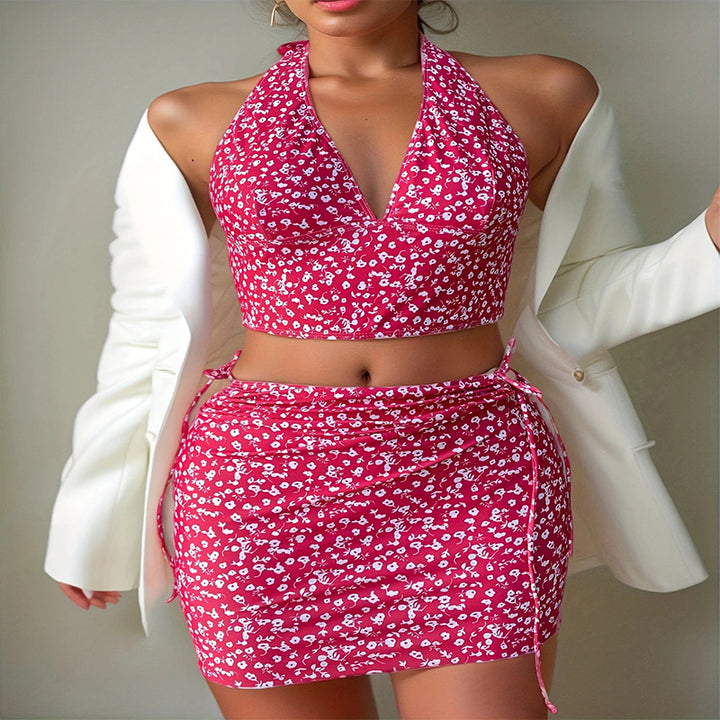 Women's Crop-Top Bikini with Deep V-Neck StylebySassy