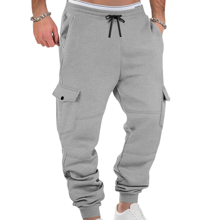 Men's casual jogging pants with cargo pockets, drawstring, and ribbed ankle hem StylebySassy