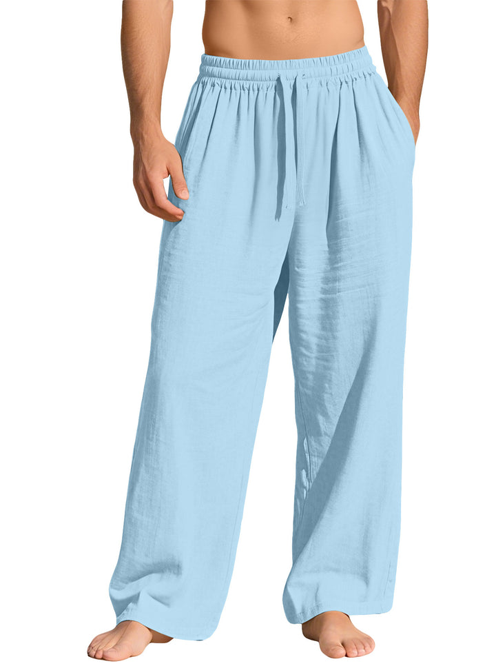 Men's lightweight linen lounge pants with elastic waistband and side pockets StylebySassy