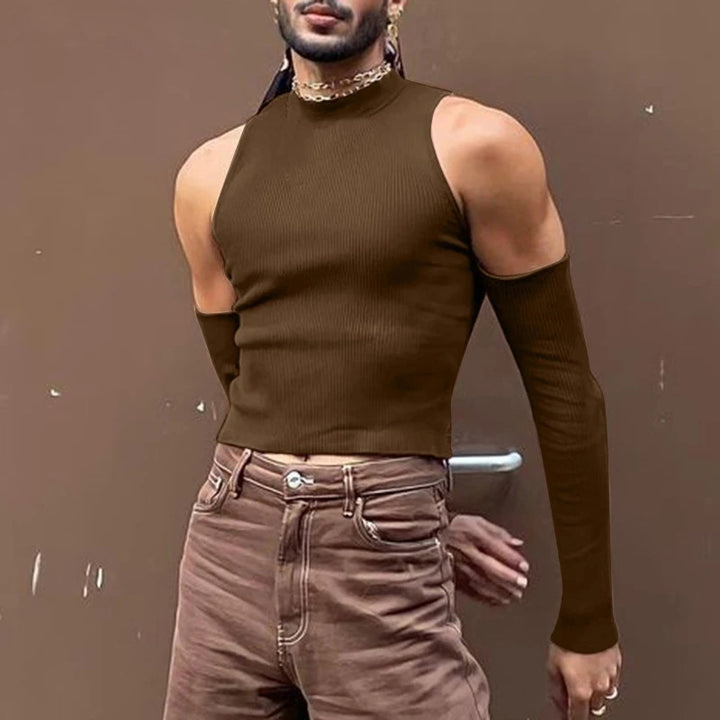 Unisex nan short ribbed top with removable arm cuffs and shoulder-free inserts StylebySassy