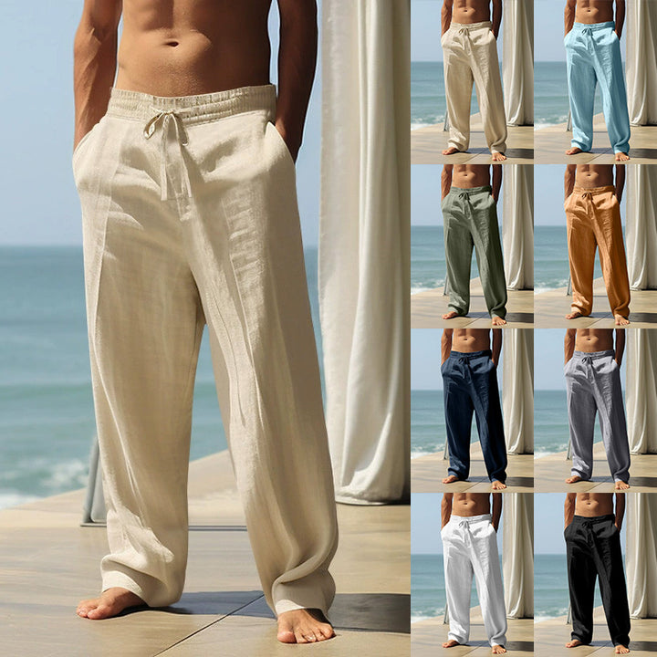 Men's casual linen-cotton pants with elastic waistband and drawstring StylebySassy