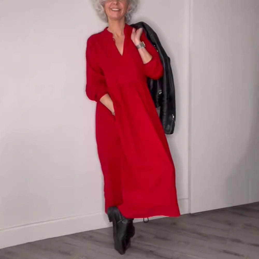 Women's ankle-length jersey dress with empire seam and balloon sleeves StylebySassy