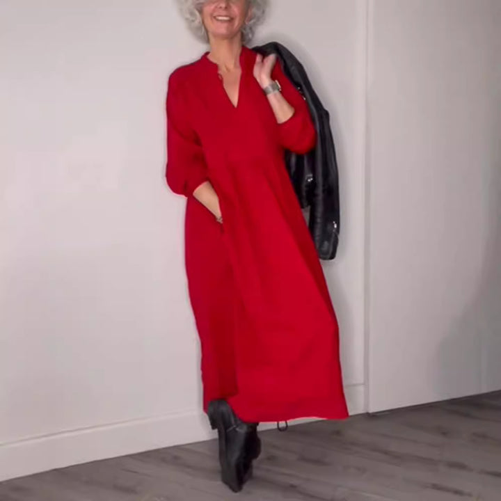 Women's ankle-length jersey dress with empire seam and balloon sleeves StylebySassy