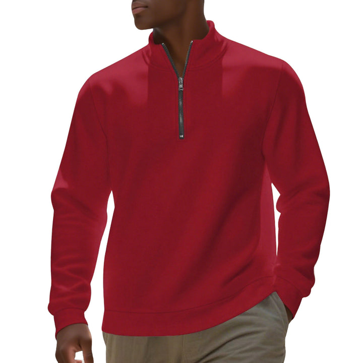 Men's half-zip sweatshirt made of cotton blend with stand-up collar, soft lining and ribbed cuffs StylebySassy