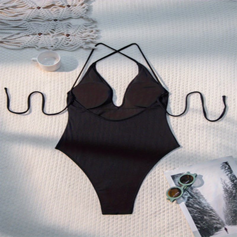 Women Elegant Swimsuit with Deep V-Neck and Adjustable Straps StylebySassy