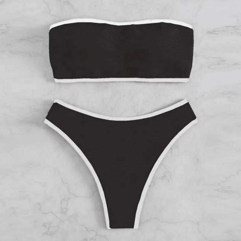 Women's Bandeau Bikini Set with Textured Design StylebySassy