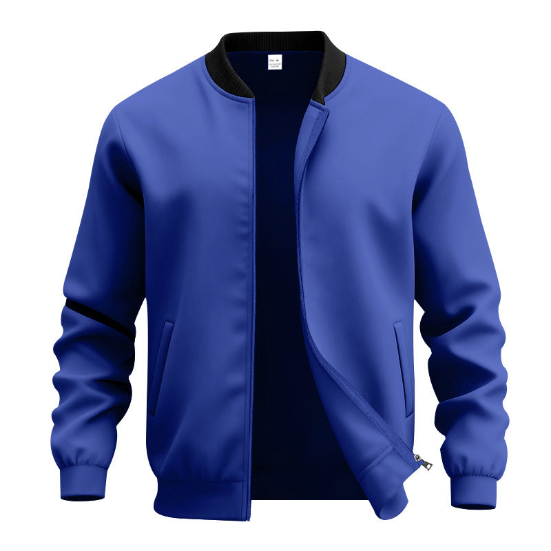 Men's lightweight bomber-style blouson with partially concealed zipper, ribbed cuffs, and side pockets StylebySassy
