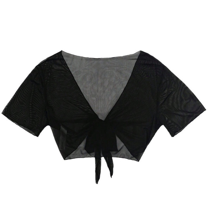 Women’s Crop Top with V-Neck and Decorative Tie Band StylebySassy