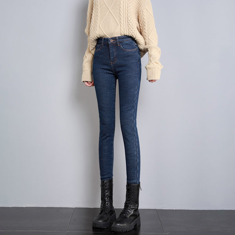 Women's high-rise skinny jeans with shaping stretch waistband and narrow ankle hem StylebySassy