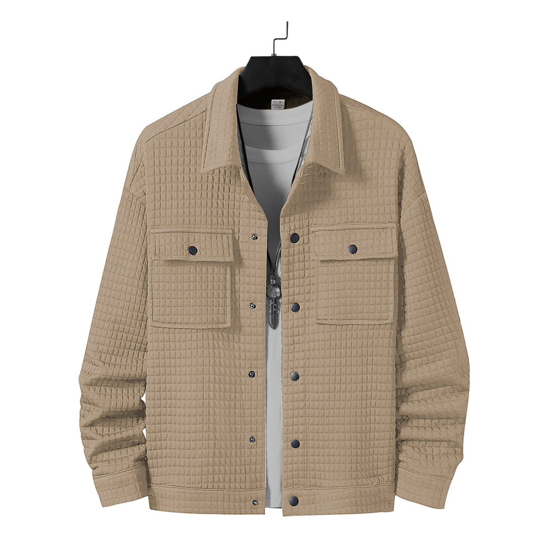 Men's quilted overshirt jacket with square quilted structure and patch chest pockets StylebySassy