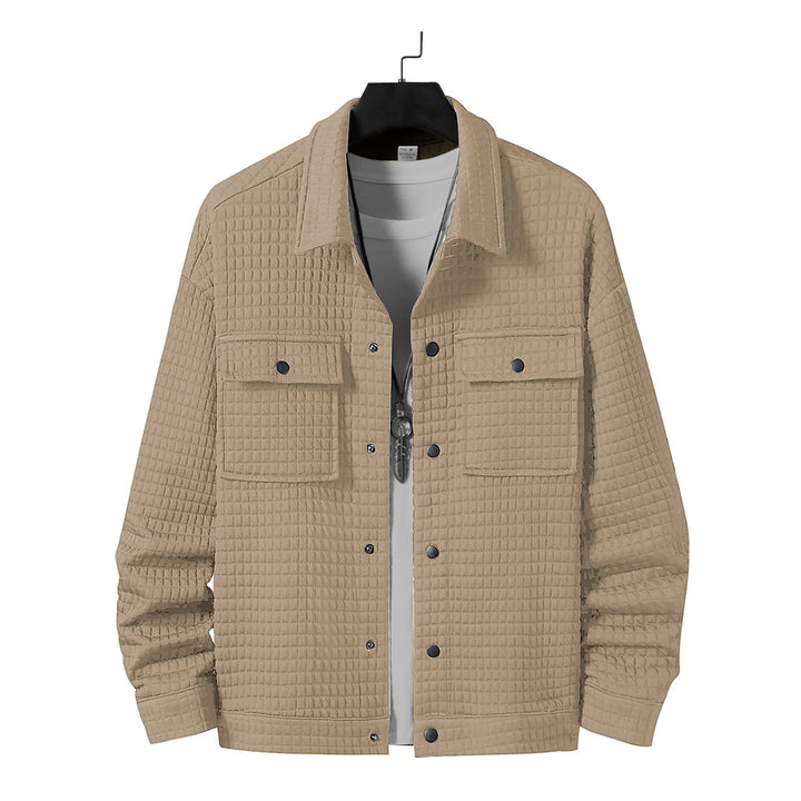 Men's quilted overshirt jacket with square quilted structure and patch chest pockets StylebySassy