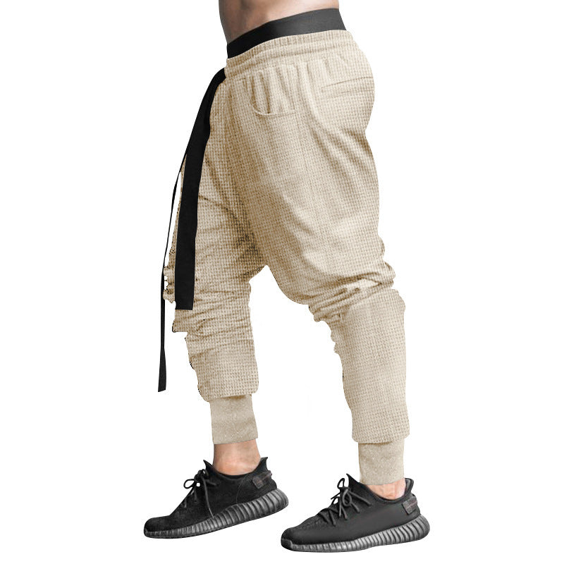 Men's waffle texture joggers with a low rise elastic comfort waistband and tapered leg opening StylebySassy