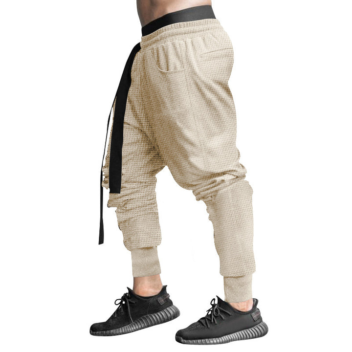 Men's waffle texture joggers with a low rise elastic comfort waistband and tapered leg opening StylebySassy