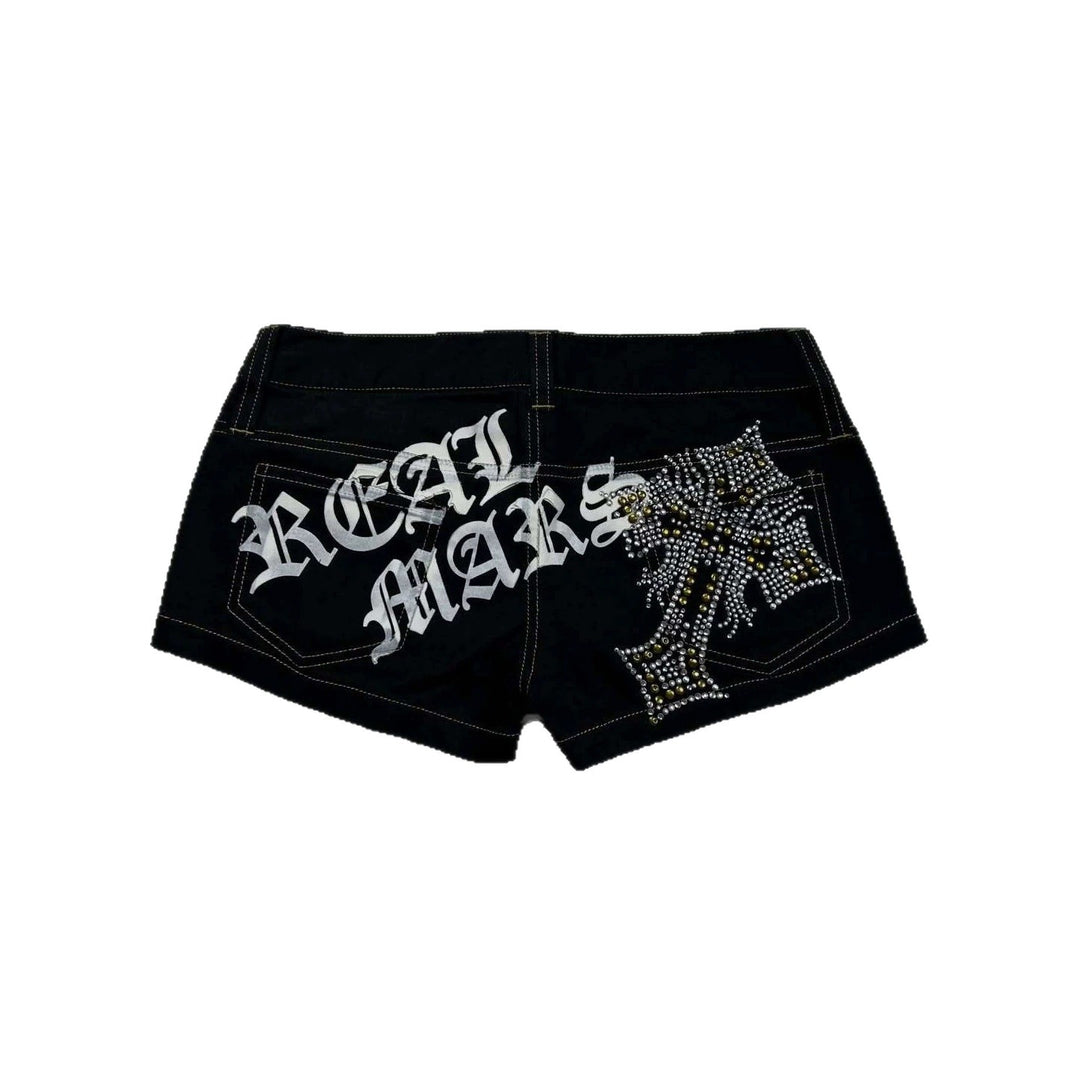 Ladies Trendy Denim Shorts with Glittering Appliqués StylebySassy