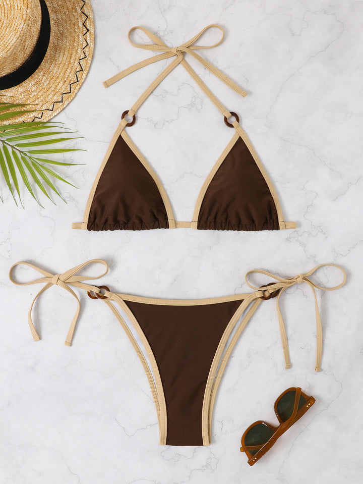 Ladies triangle bikini with adjustable straps and ring details StylebySassy