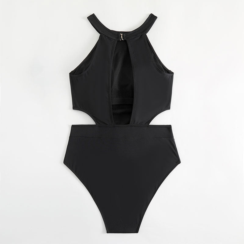 Women's one-piece swimsuit with high collar and side cut-out StylebySassy