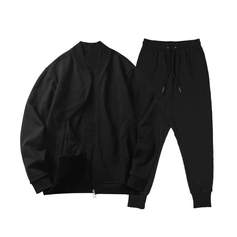 Men's casually cut sweat set with zip bomber jacket and tapered jogging pants made of soft cotton fleece StylebySassy