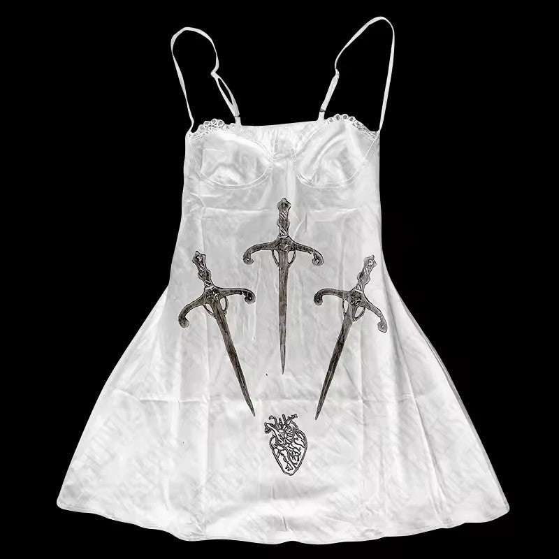 Women's Playful Satin Dress with Art Graphics StylebySassy