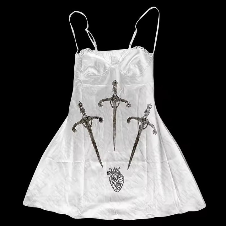 Women's Playful Satin Dress with Art Graphics StylebySassy