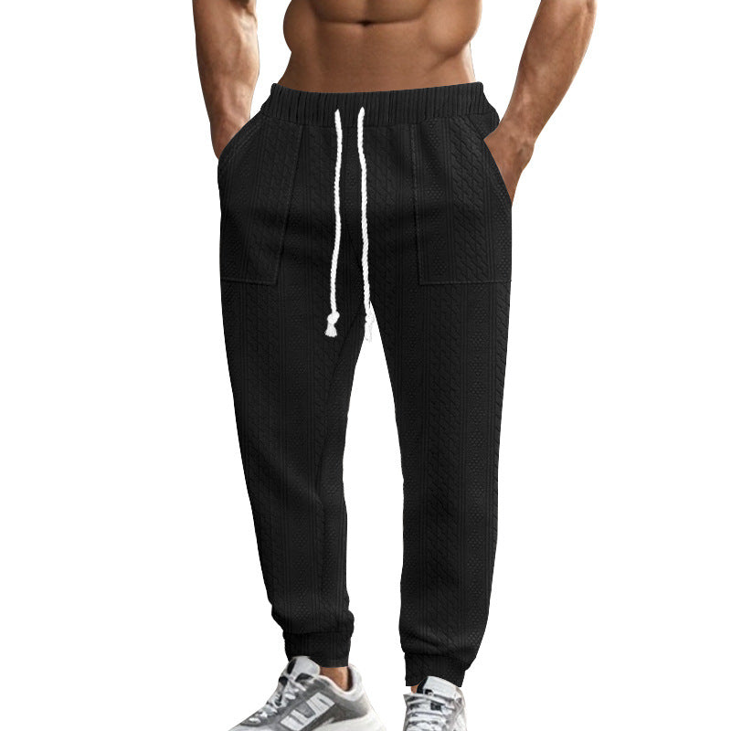 Men's cable knit joggers with drawstring waistband and patch pockets StylebySassy