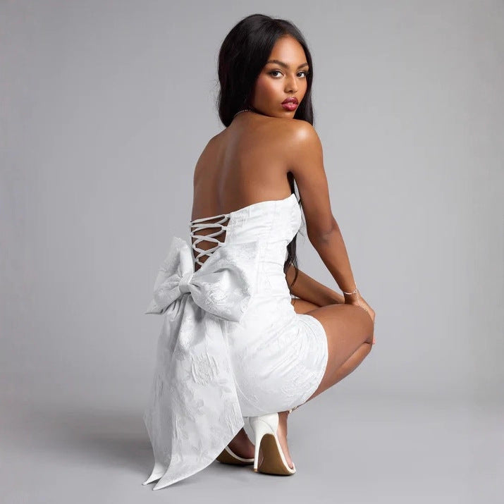 Women Fitted Mini Dress with Off-Shoulder Design StylebySassy