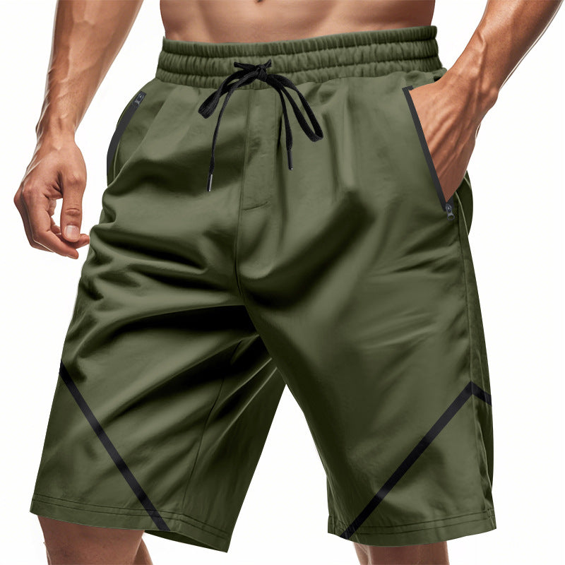 Men's breathable training shorts with zippered pockets and elastic drawstring waistband StylebySassy
