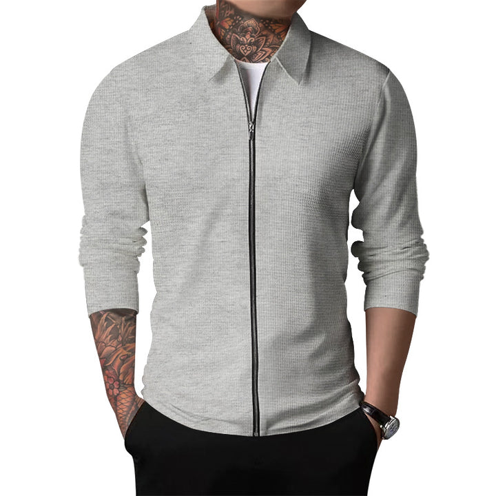 Men's nano structured shirt jacket with waffle structure, full-length zipper and slim fit StylebySassy