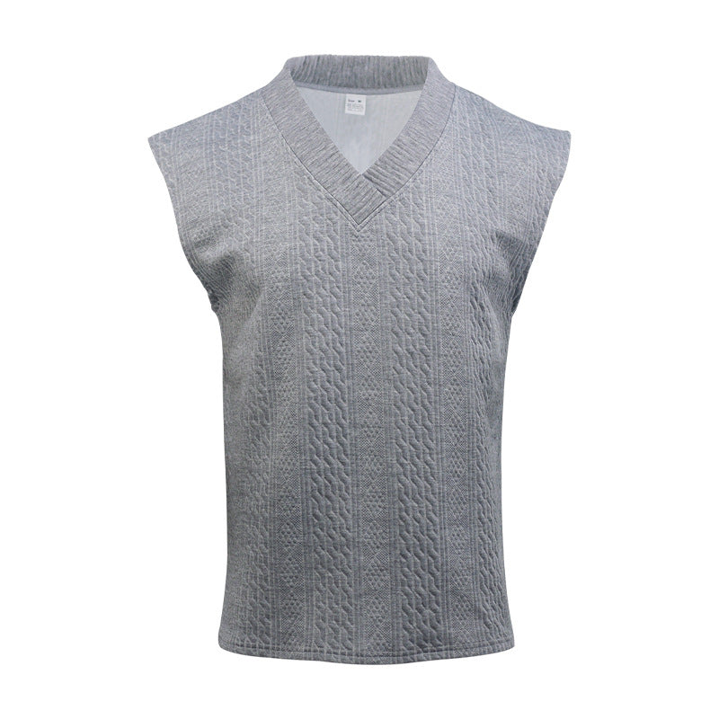 Men's knitted vest with V-neck and cable pattern StylebySassy