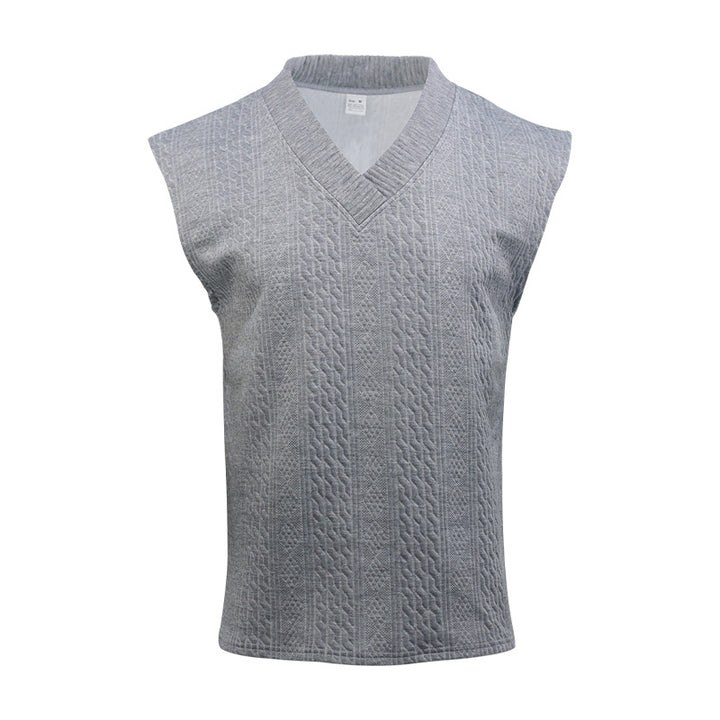 Men's knitted vest with V-neck and cable pattern StylebySassy