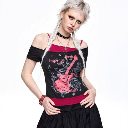 Women's Asymmetrical Skirt T-Shirt with Graphic Print StylebySassy