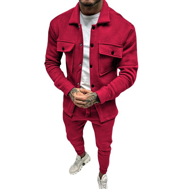 Men's nan utilitarian sweat training set with overshirt, chest flaps, and tapered jogger pants StylebySassy