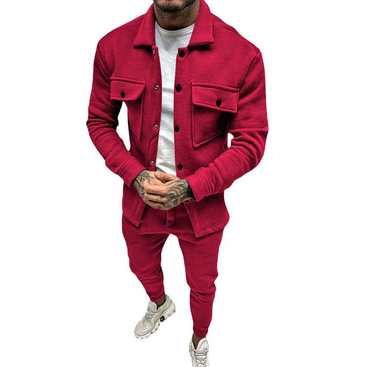 Men's nan utilitarian sweat training set with overshirt, chest flaps, and tapered jogger pants StylebySassy