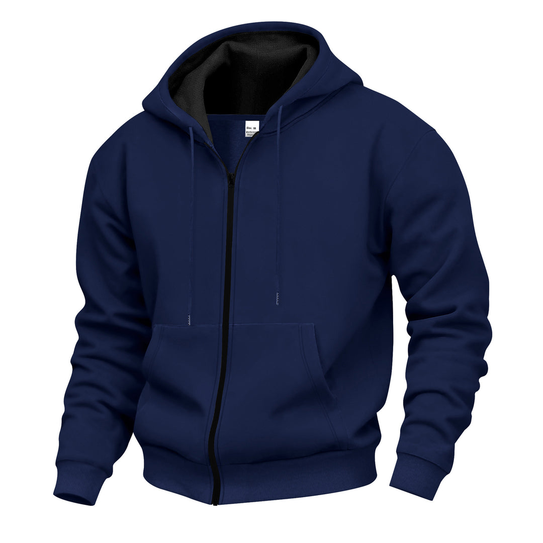Men's hooded jacket with full zip and concealed zip pockets StylebySassy