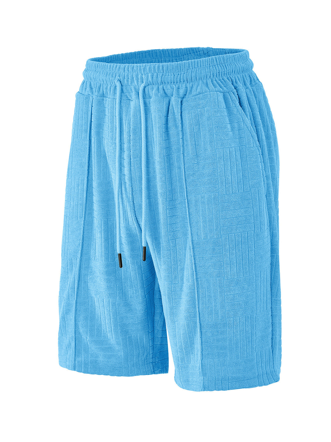 Men's structured terry Bermuda shorts with elastic drawstring waistband and inset pockets StylebySassy