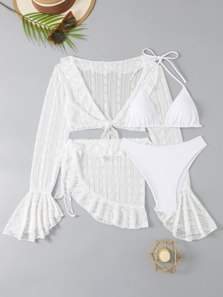 Women's bikini set with stylish wrap top and decorative skirt StylebySassy