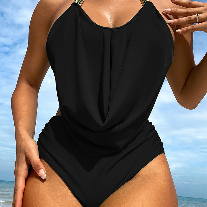 Women’s one-piece swimsuit with elegant draping design and high-quality accents StylebySassy