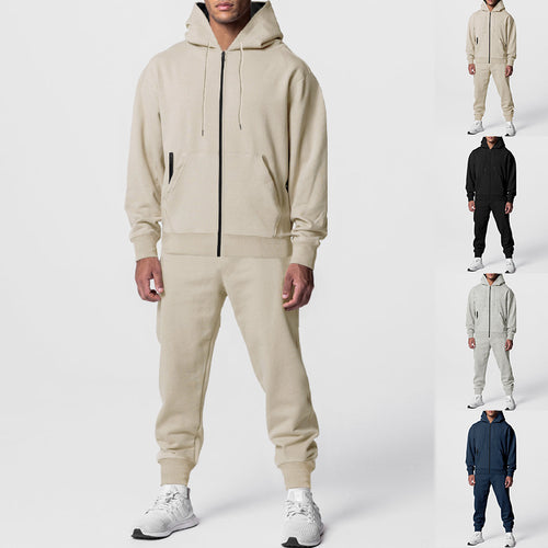 Men's urban zip hoodie with kangaroo pocket and tapered joggers set StylebySassy