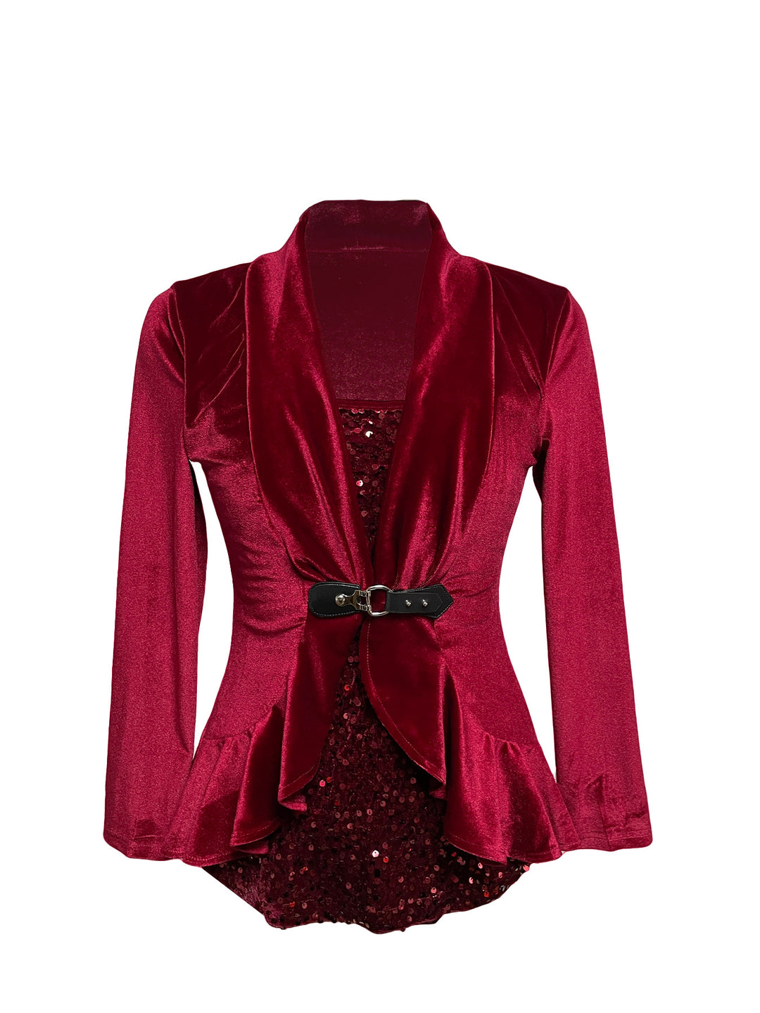 Women nan tailored velvet blazer with shawl collar and decorative belt StylebySassy