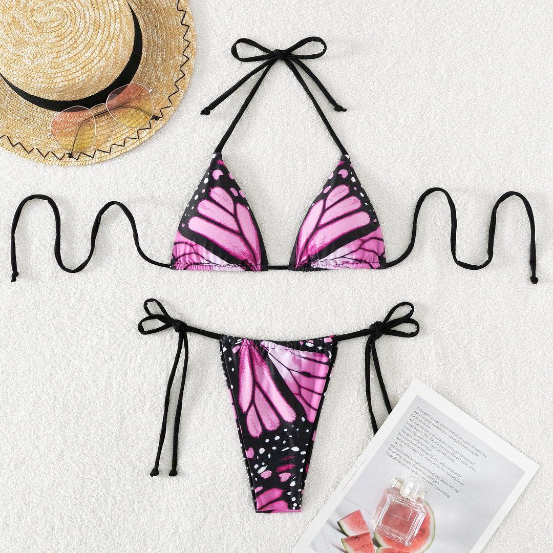 Women's Triangle Bikini with Butterfly Design and Adjustable Straps StylebySassy