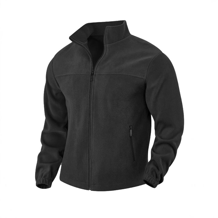 Men's fleece jacket with zipper, stand-up collar and zip pockets StylebySassy