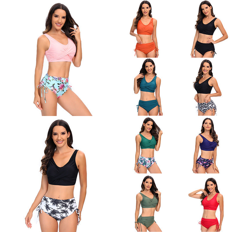 Women's High-Waisted Bikini Set with Adjustable Straps StylebySassy