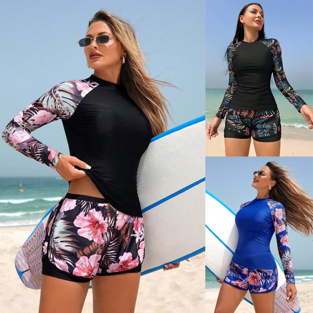 Women Long Sleeve Surf Shirt with Comfortable Shorts StylebySassy