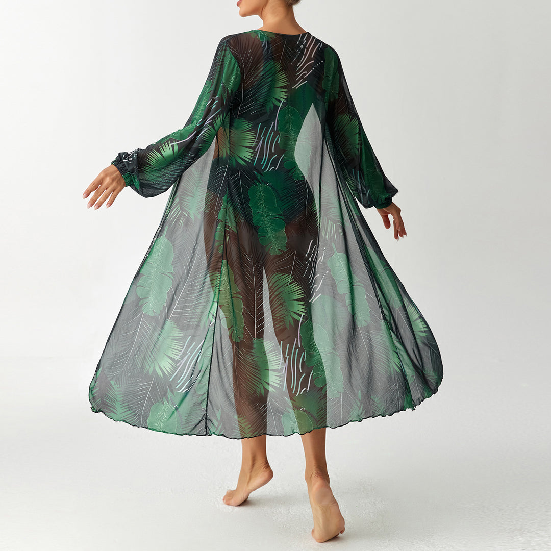 Women's Transparent Beach Dress with Floral Pattern StylebySassy